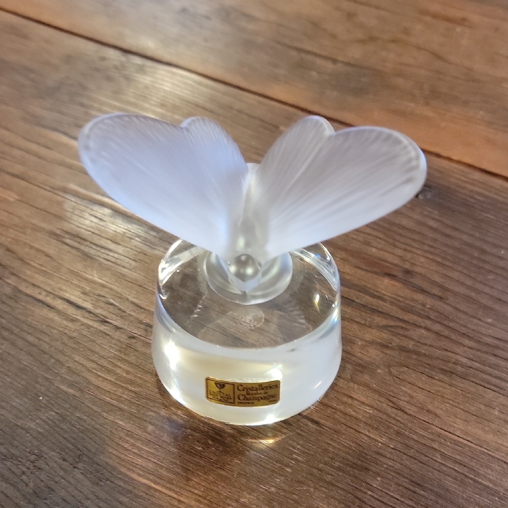 Butterfly crystal art glass paperweight Cristalleries Royales Champagne France
